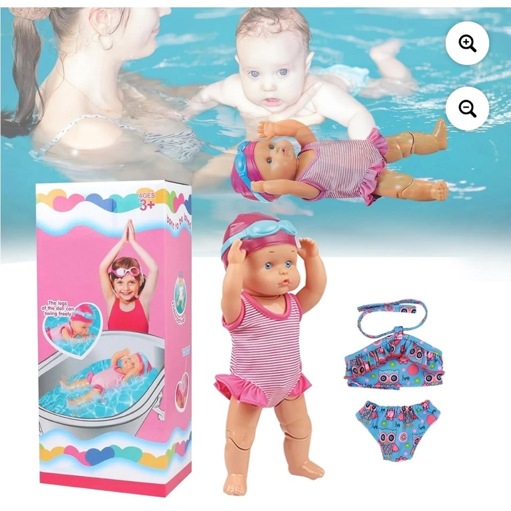Swimming Baby Doll with Pink and Blue Outfit